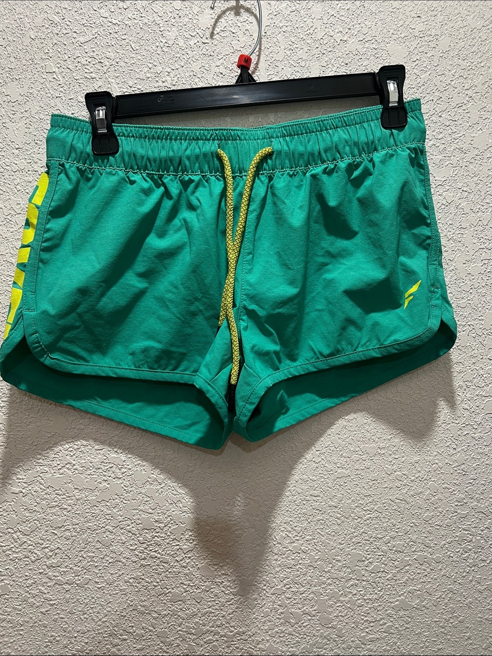 flag nor fail Teal Athletic Shorts with Yellow Drawstring
